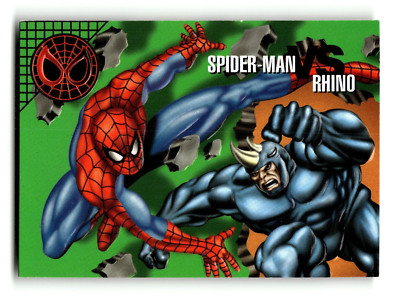 1996 Fleer Marvel Vision Embossed Trading Card Spider-Man Rhino #24