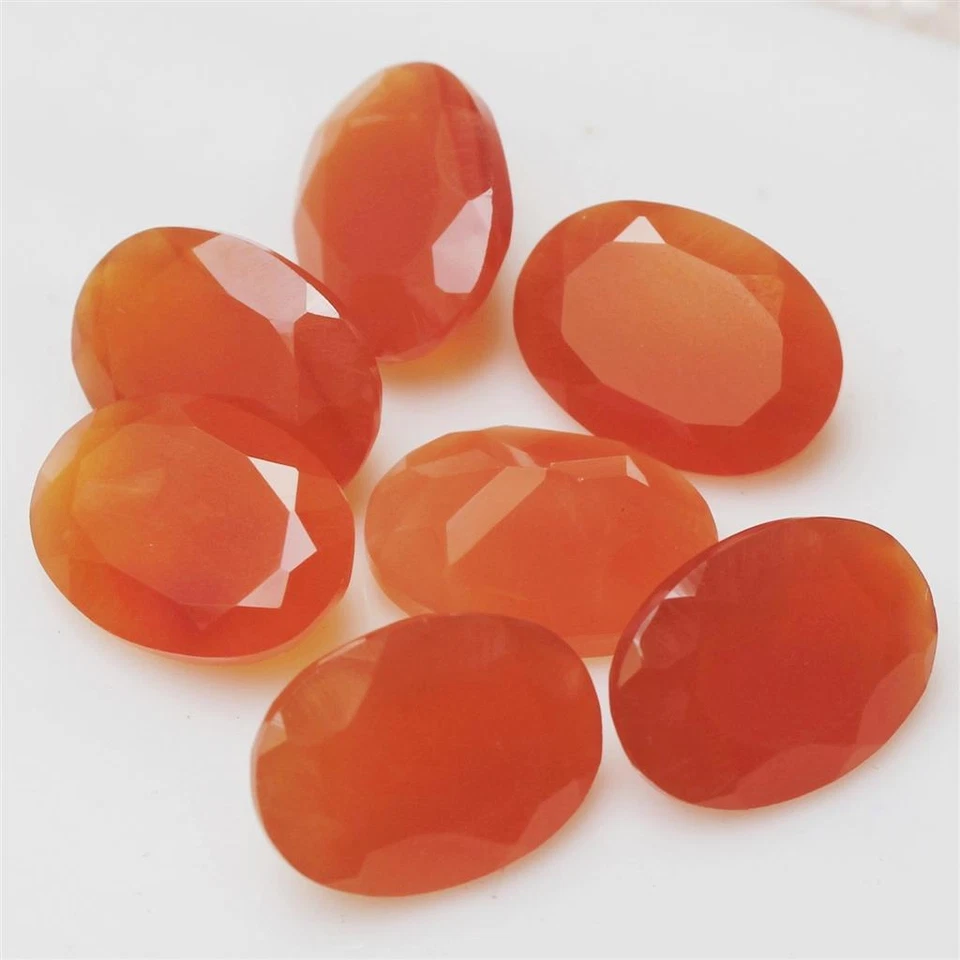 Wholesale Lot 12x10mm Oval Faceted Natural Carnelian Loose Calibrated Gemstone - Image 3 of 4