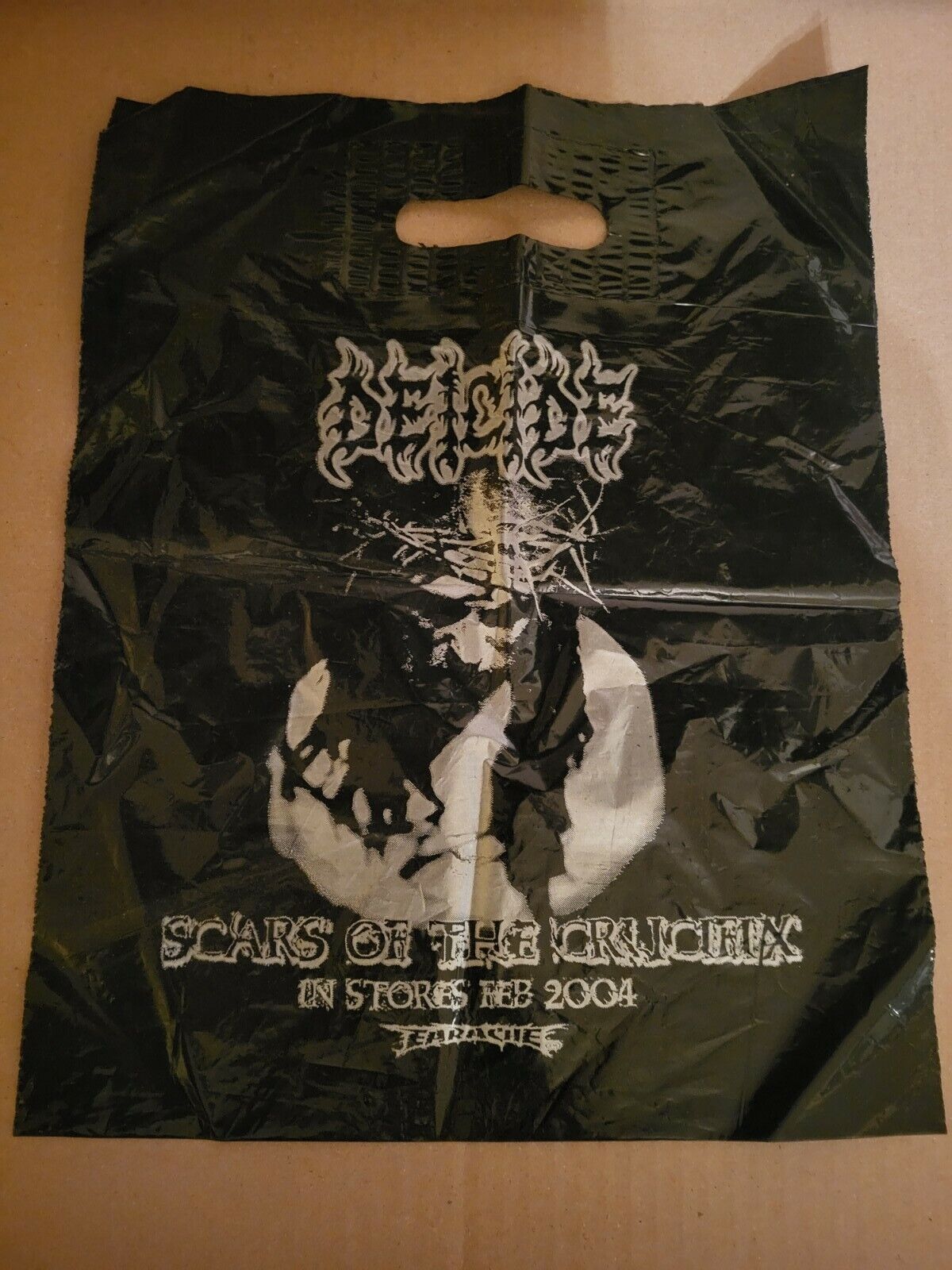 2004 Deicide Scars of the Crucifix promo blackplastic bag w/cover art very rare 