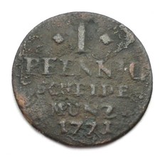 GERMAN STATES MAINZ 1 PFENNIG 1771 KM#381 Emeric Josef. 1L6.3