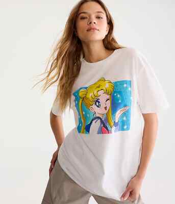 Aéropostale Women's Sailor Moon Wink Boyfriend Graphic Tee Size XS New