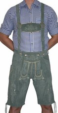 M L XL 2XL 3XL Gray Leather Lederhosen Shorts German Oktoberfest Bavarian Pants