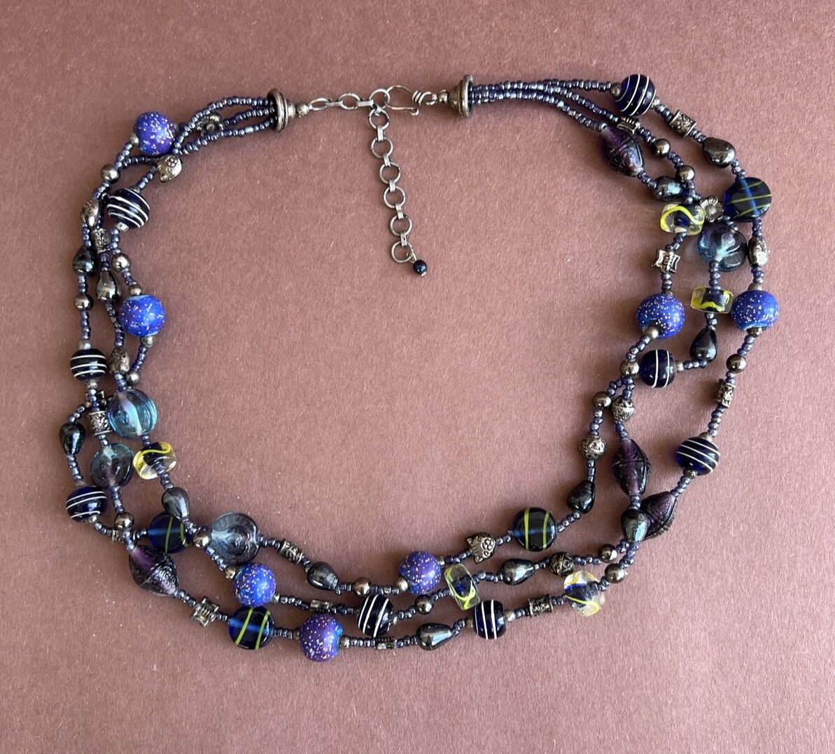 Artisan Handcrafted Silver Tone Multicolored Glas… - image 2