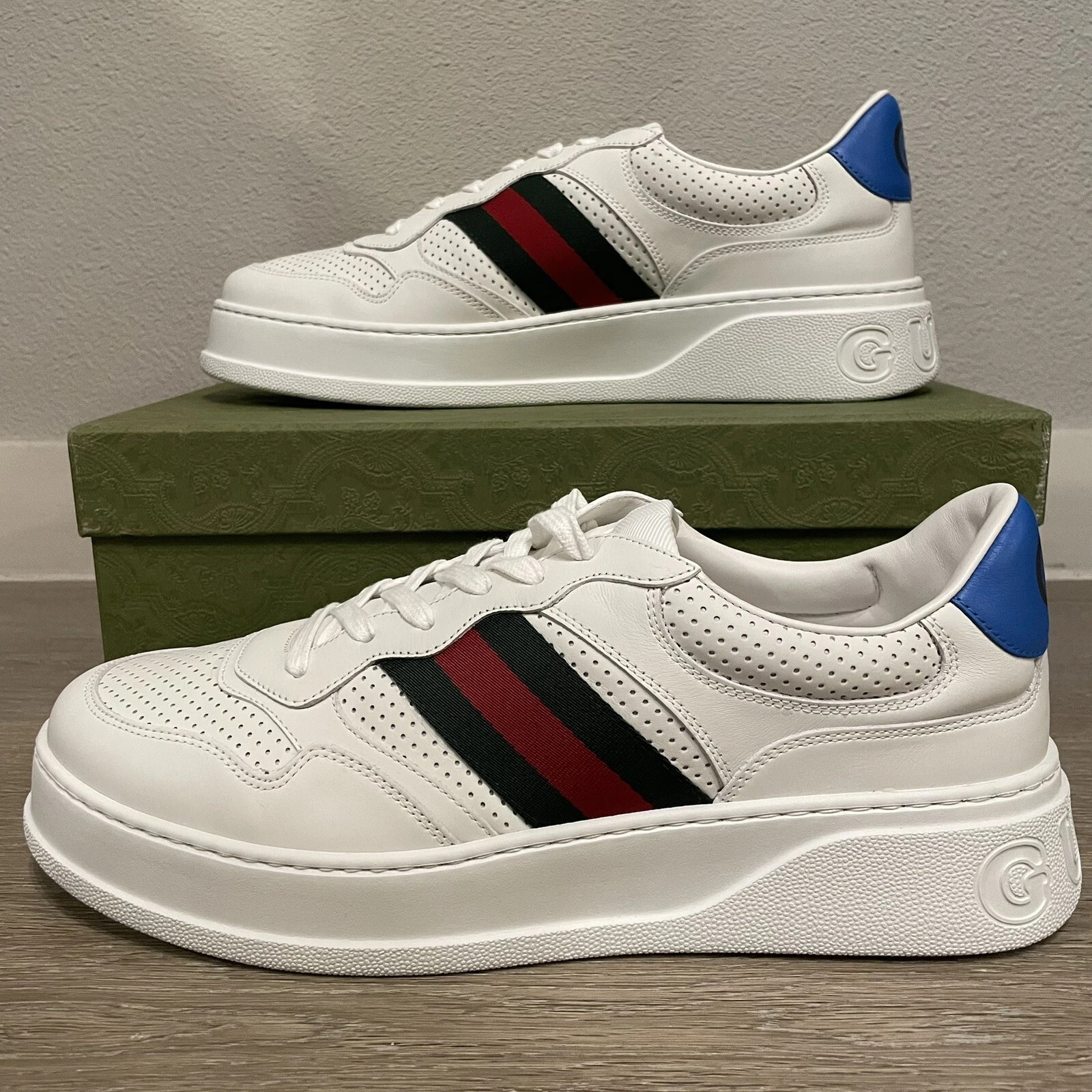 Baskets Gucci 'Dali Soft' en cuir blanc rayures épaisses homme 12 (US 12,5) neuves dans leur boîte