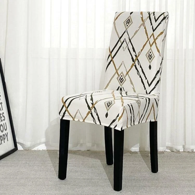 Ivory White Bohemian Tribal Pattern Dining Chair Cover Slipcover