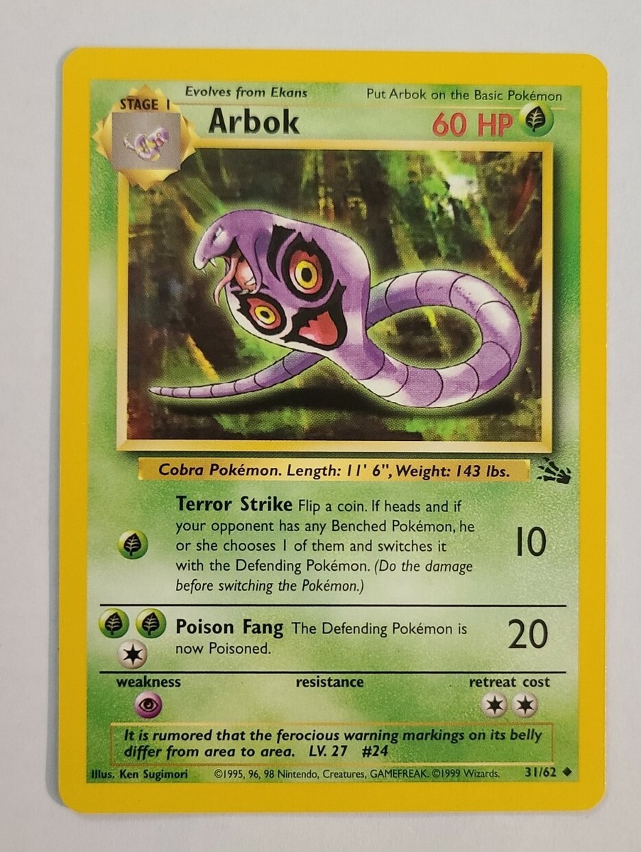 first edition arbok pokemon card Pokémon ARBOK 31/62 Fossil