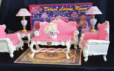 FANCY LIFE DOLLHOUSE FURNITURE DELUXE LIVING Room (2317) PLAYSET For Dolls