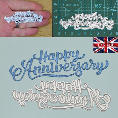 Eine ''Happy Anniversary'' Metall Stanzschablone, Schablone, Karten basteln, Papier basteln A6
