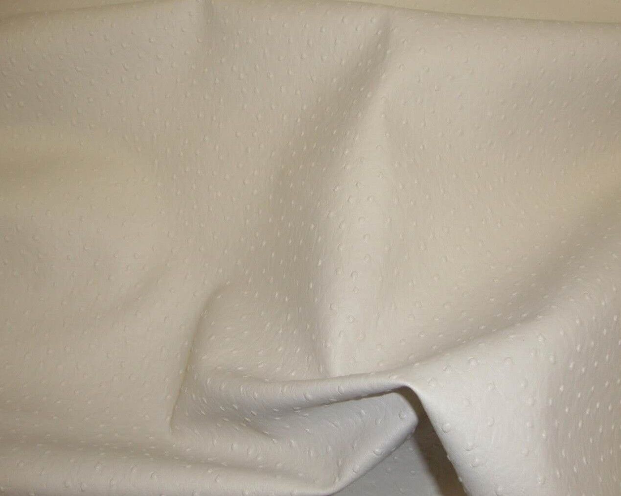 Vinyl Faux leather Upholstery White Matt Ostrich fabric by yard 54" Wide ROLLED