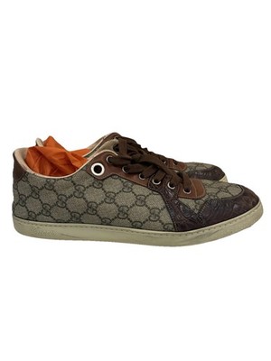 Gucci GG Monogram Canvas Leather Shoes Trainers Shoes Mens size 9.5