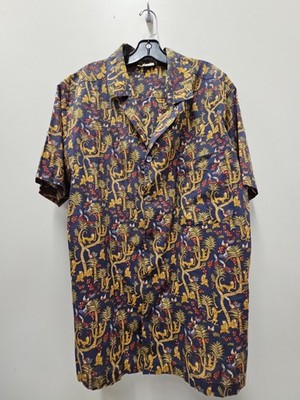 Vtg Made In Italy Salvatore Ferragamo All Over Jungle Animal Print Polo Shirt Xl