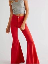 Free People Just Float On Flare Jeans in red
