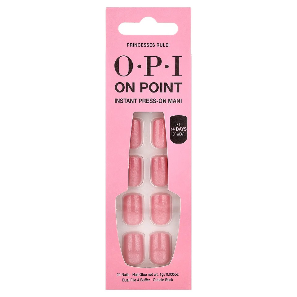 On Point, Instant Press-On Mani, Short Length, Princesses Rule!, 27 Piece Kit