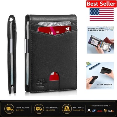 Slim RFID Blocking Leather Wallet with Money Clip for Men - Gift Box Included