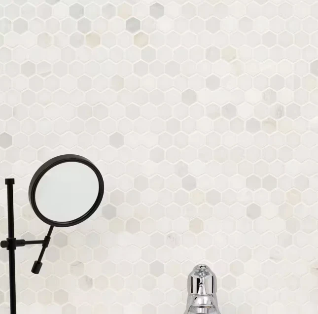 Azulejo de mosaico MSI Griego Blanco 1" Hexágono 12" x 12" Mármol Pulido Montaje en Malla Foto 4 de 4