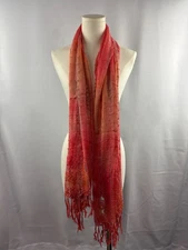 Women’s Orange, Pink, & Salmon Knit & Mesh Scarf