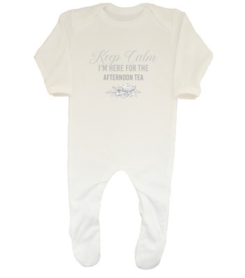 Keep Calm I'm Here for the Afternoon Tea lustiger Baby Schlafanzug Geschenk