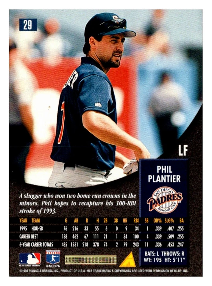 1996 Pinnacle #29 Phil Plantier - Image 2 of 2