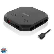 12V RGB to 5V ARGB PC Fan Hub with 6 PWM 4Pin Port,8 5V ARGB 3Pin Port,Suppor...