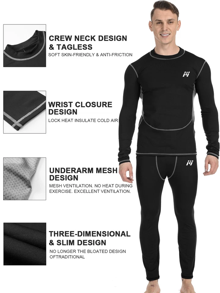 Термобелье Long Johns с флисовой подкладкой базовый слой комплект верхний низ для мужчин 6 шт. - Изображение 3 из 4