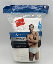 Hanes 2 XL Best Men  s Briefs 8 Pack Tagless Cool Comfort Cotton White New Sealed