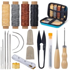 Upholstery Repair Kit, 33 Pcs Heavy Duty Sewing Kit with 4 Colors Thread 16 P...