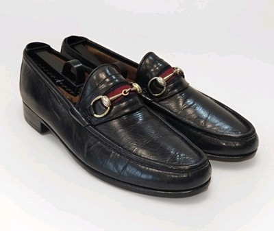 Gucci Horsebit Loafers 1953 Iconic Web Black Slip On Shoes Mens Sz 44EU/10.5US