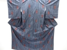 7612641: JAPANESE KIMONO / UNUSED / SILK / DORO OSHIMA TSUMUGI / WOVEN ABSTRACT