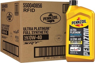NEW! Pennzoil Ultra Platinum Full Synthetic 0W-40 Motor Oil (1 Quart, Case of 6)