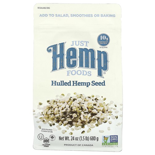 Just Hemp Foods Hulled Hemp Seeds 24 oz 680 g All-Natural, Gluten-Free, Halal,