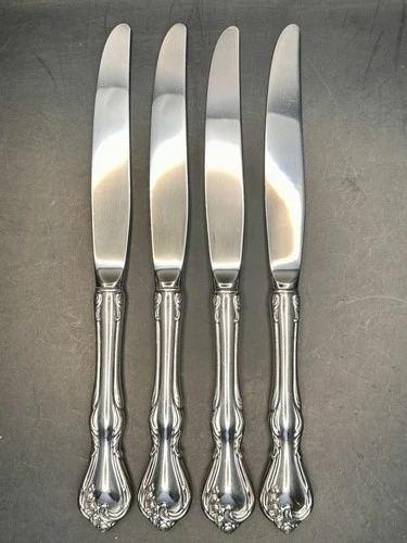 Set of 4 Reed & Barton Rose Cascade Sterling Silver Modern Hollow Knives 9 1/4"