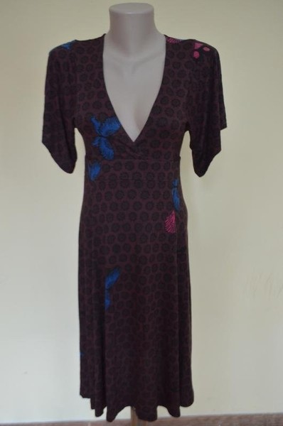 Women French Connection Dress Burgundy Viscose 38