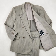 Christian Dior MONSIEUR Suit SET Double Breasted Stripe Gray Wool 48 Vintage