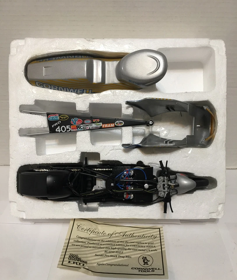 Blaine Hale 2003 Cornwell Tools Suzuki 1/9 NHRA Pro Stock Bicicleta Diecast Foto 2 de 4