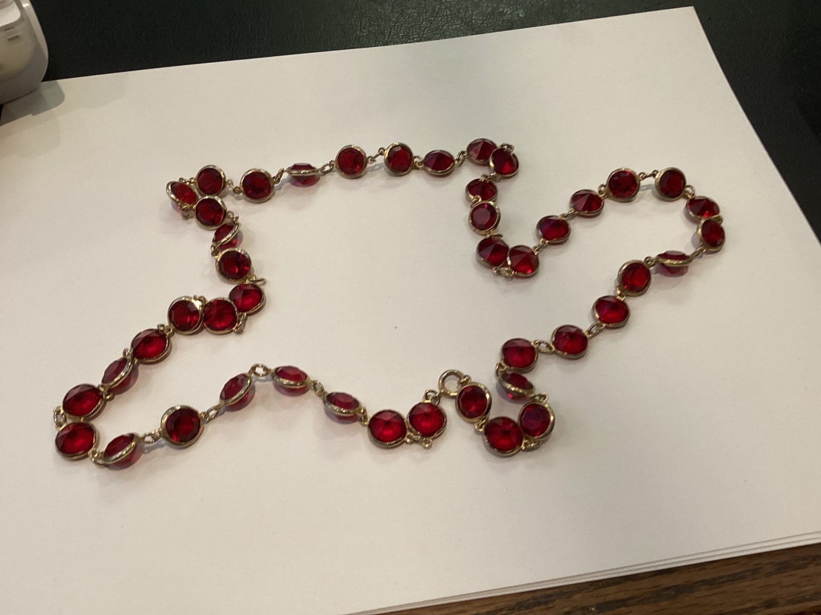 RARE VINTAGE AUTHENTIC RUBY RED CRYSTAL BEZEL SET… - image 9