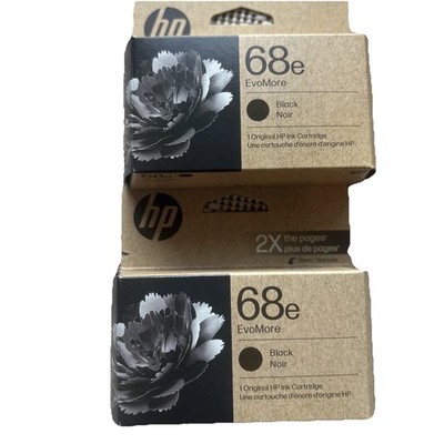 2 Pk Genuine HP 68E EVOMORE BLACK HIGH YIELD INK CARTRIDGE (7FP22TN)  EXP 2/2027