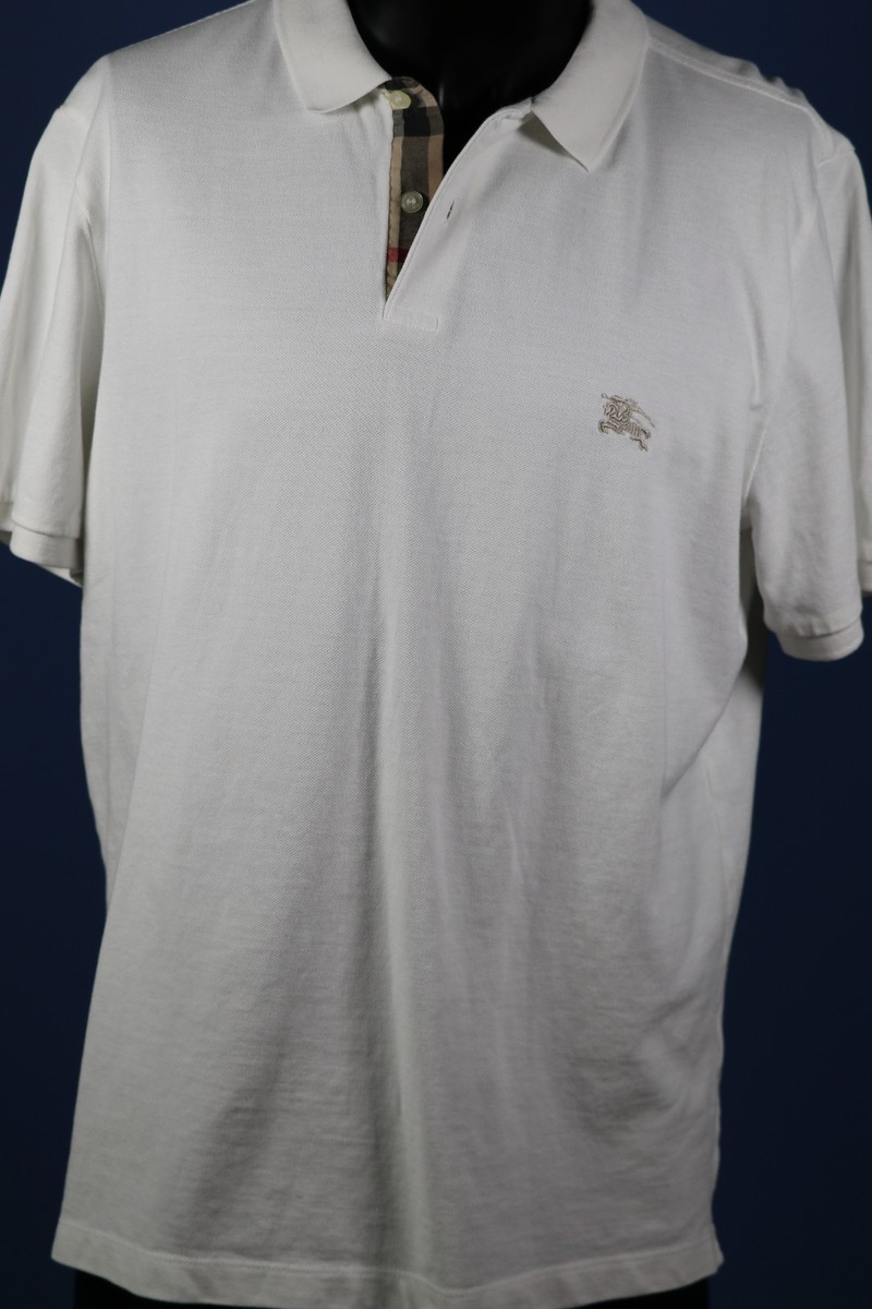 Burberry ホワイト ポロシャツ XXL Burberry BRIT Polo Shirt White Nova Check Plaid Collar Cotton