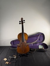 Vintage German Violin Copy of Antonius Stradivarius w/ Case For Restoration
