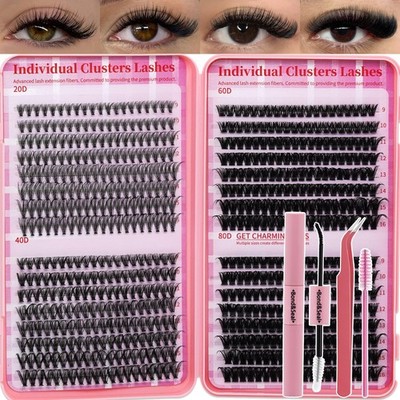 Lash Clusters Kit for 1 count (Pack of 1), 20D+40D+60D+80D Kit,9-16mm