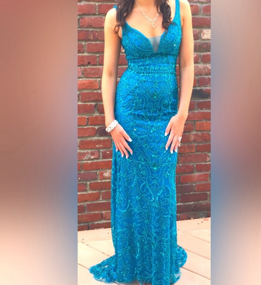 Sherri Hill Blue Fully Beaded Mermaid Prom Dress Size 6 READDDD | eBay