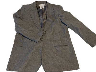 Sag Harbor Women s Blazer Size 18 Gray Wool Blend Single Button Jacket NWT