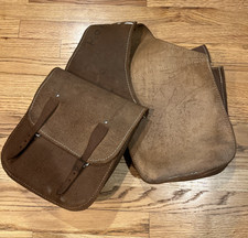 Genuine Brown Leather Handmade Saddle Bags With Buckles --8993