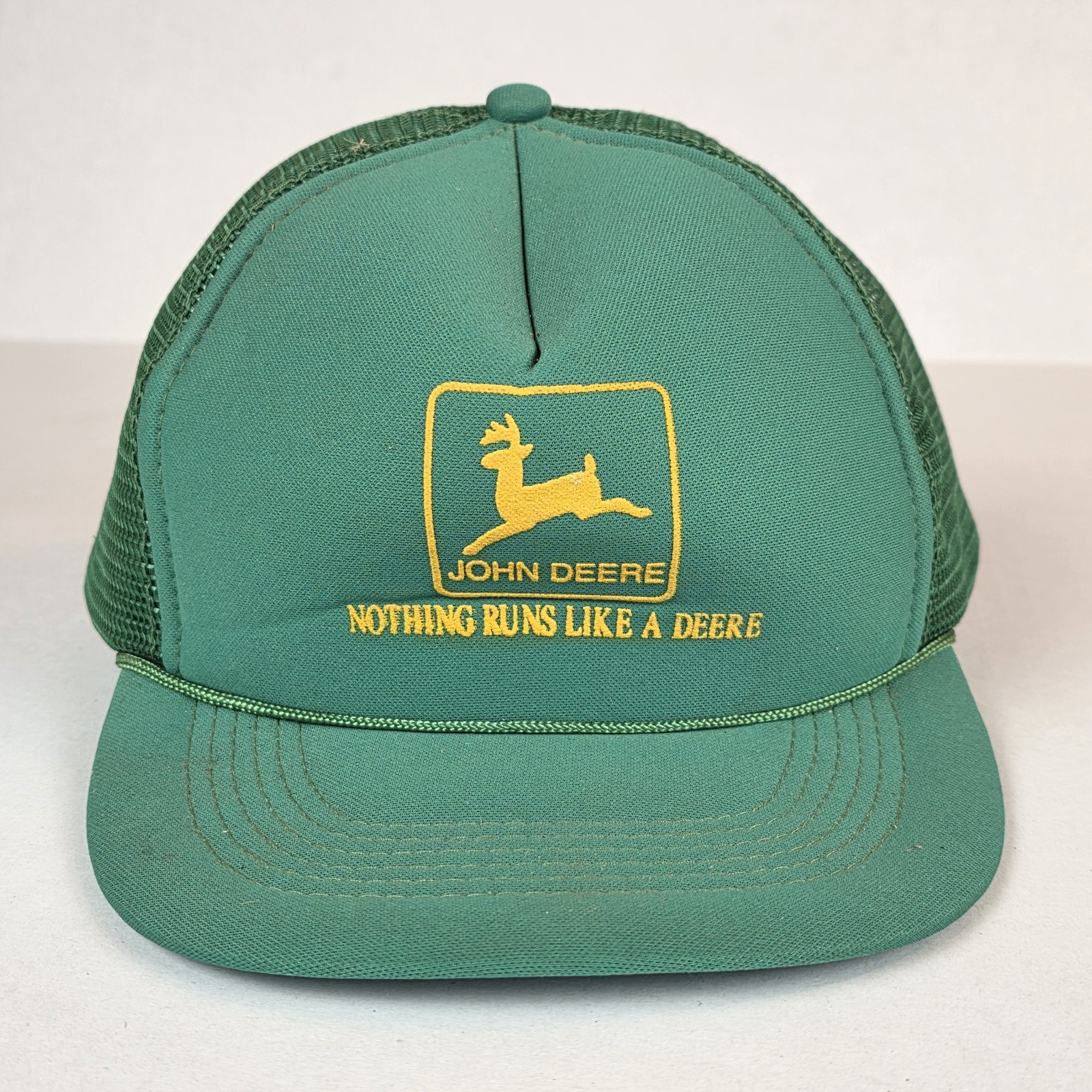 Vintage John Deere Hat Mens 90s Green Snapback Mesh Back Trucker Cap