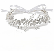 Silver Rhinestone Flower Headpiece   Bridal Hair Accessory, 35cm
