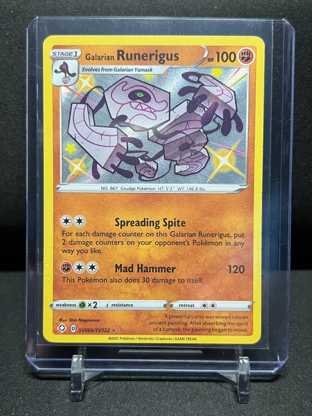 Galarian Runerigus SV066/SV122 Shiny Vault Holo Pokémon 2021 Shining Fates - NM