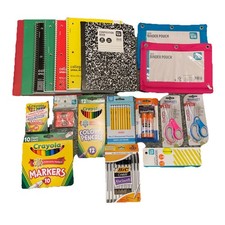 School Supplies Bundle Crayons, Markers, Pencils, Notebooks, Glue, Scissors  
