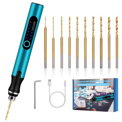 3-Speed Cordless Mini Drill Pen, Rechargeable DIY Hand Drill with 10 Small Dr...