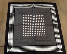 Vintage square black and white polka dot Geometric Mod Scarf Made IN JAPAN