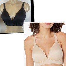Bali SET of 2 Black  Nude 3460 Comfort Revolution Wire Free Seamless Bras L