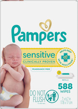 Baby Wipes Sensitive, Water Based Wipes, Hypoallergenic and Unscented for Babies